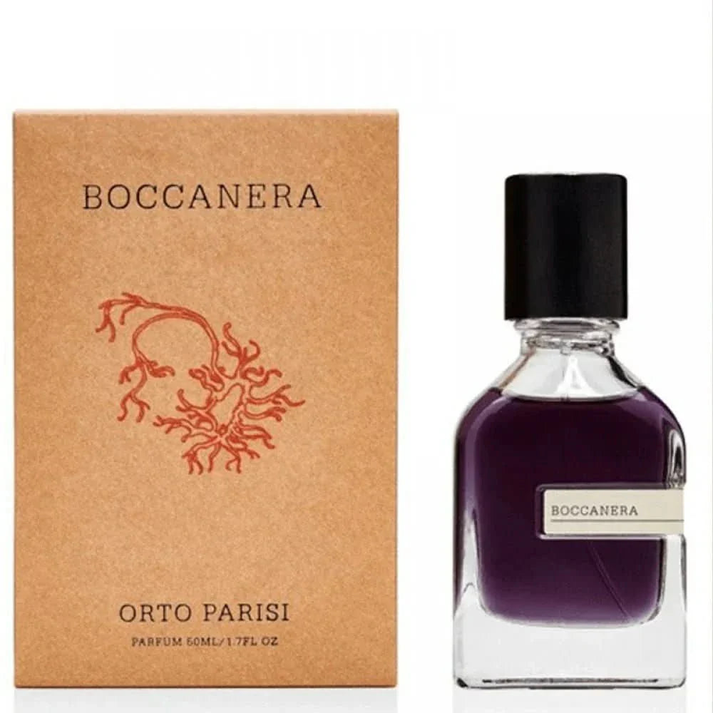 Boccanera Parfum Orto Parisi Boccanera is an intense and provocative fragrance, celebrated for its unique blend of spicy and gourmand notes. Inspired by the dark allure of temptation, Boccanera captivates with its sensual, chocolatey composition, making i