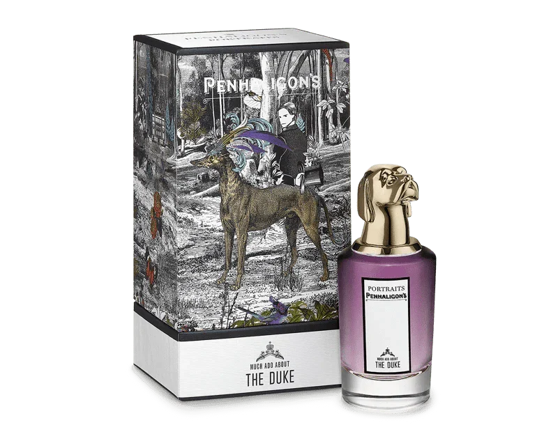 Much Ado About The Duke Eau De Parfum Penhaligon's Much Ado About The Duke Eau De Parfum is a bold and charismatic fragrance, part of Penhaligon's Portraits collection. This fragrance embodies the essence of an eccentric, charming gentleman with a rebelli