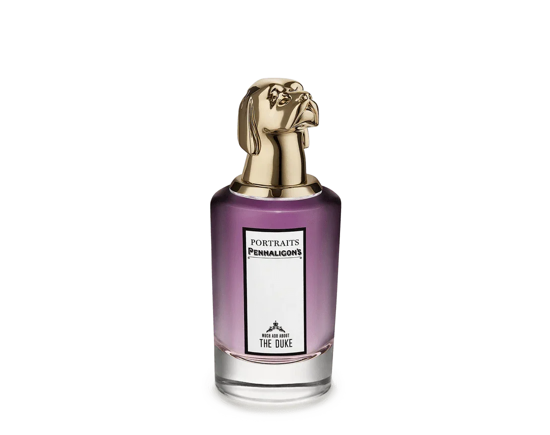 Much Ado About The Duke Eau De Parfum Penhaligon's Much Ado About The Duke Eau De Parfum is a bold and charismatic fragrance, part of Penhaligon's Portraits collection. This fragrance embodies the essence of an eccentric, charming gentleman with a rebelli