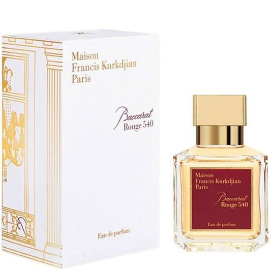 Baccarat Rouge 540 EDP Maison Francis Kurkdjian Baccarat Rouge 540 is a luxurious and highly acclaimed fragrance known for its opulent and captivating scent profile. It is celebrated for its unique blend of warm, spicy, and woody notes, creating a perfume